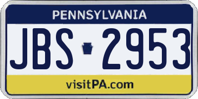 PA license plate JBS2953
