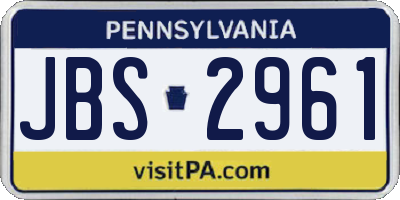 PA license plate JBS2961