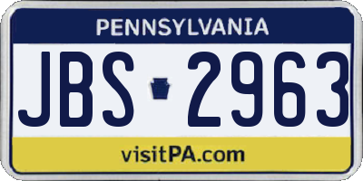PA license plate JBS2963