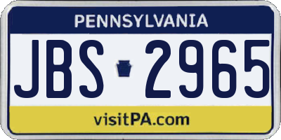 PA license plate JBS2965