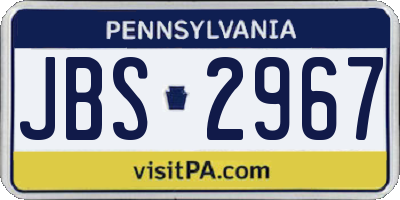 PA license plate JBS2967