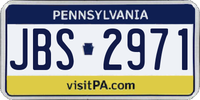 PA license plate JBS2971