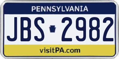 PA license plate JBS2982