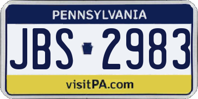 PA license plate JBS2983