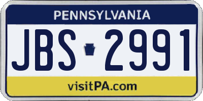PA license plate JBS2991