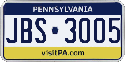 PA license plate JBS3005