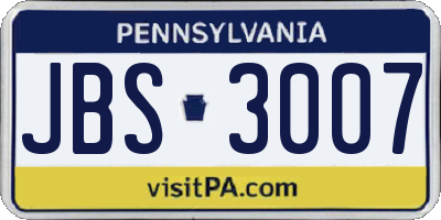 PA license plate JBS3007