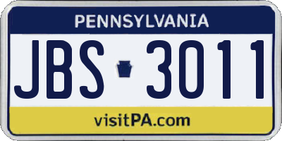 PA license plate JBS3011