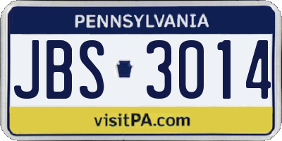 PA license plate JBS3014