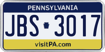 PA license plate JBS3017