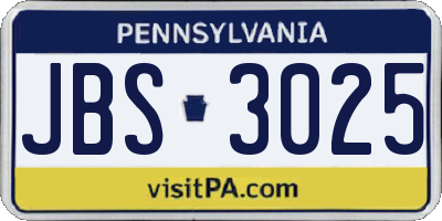 PA license plate JBS3025