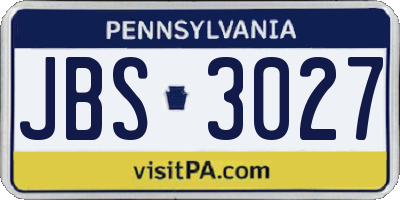 PA license plate JBS3027