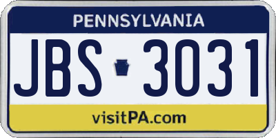 PA license plate JBS3031