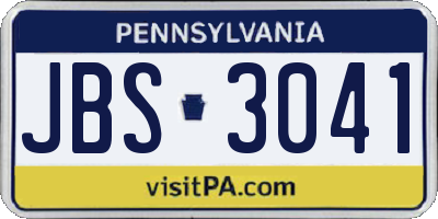 PA license plate JBS3041