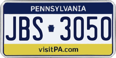 PA license plate JBS3050