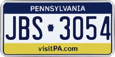 PA license plate JBS3054