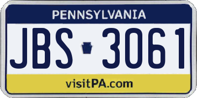 PA license plate JBS3061