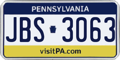 PA license plate JBS3063