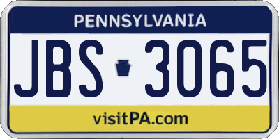 PA license plate JBS3065