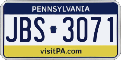 PA license plate JBS3071