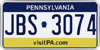 PA license plate JBS3074