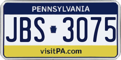 PA license plate JBS3075