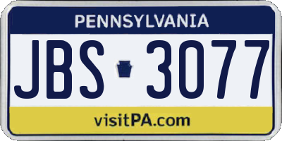 PA license plate JBS3077