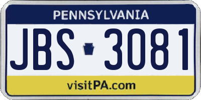PA license plate JBS3081