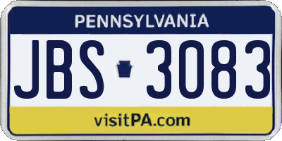 PA license plate JBS3083