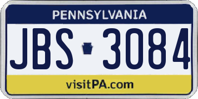 PA license plate JBS3084