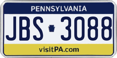 PA license plate JBS3088