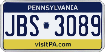 PA license plate JBS3089