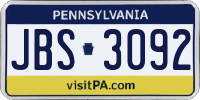 PA license plate JBS3092