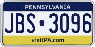 PA license plate JBS3096
