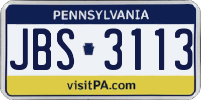 PA license plate JBS3113