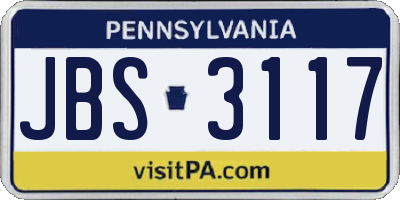 PA license plate JBS3117