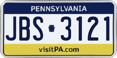 PA license plate JBS3121