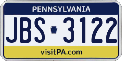 PA license plate JBS3122