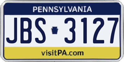 PA license plate JBS3127