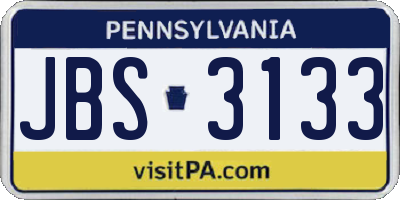 PA license plate JBS3133