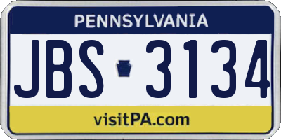 PA license plate JBS3134