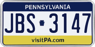 PA license plate JBS3147