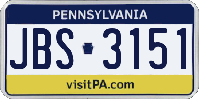 PA license plate JBS3151
