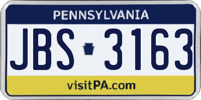 PA license plate JBS3163