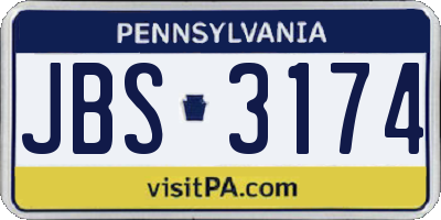 PA license plate JBS3174