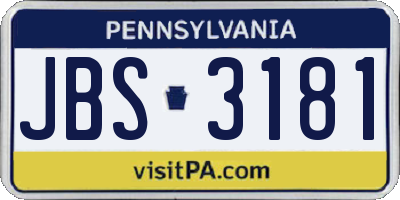PA license plate JBS3181