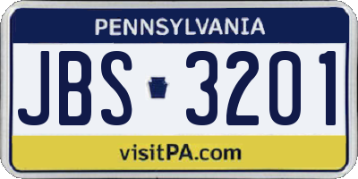 PA license plate JBS3201