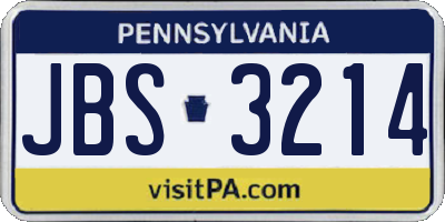PA license plate JBS3214