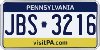 PA license plate JBS3216