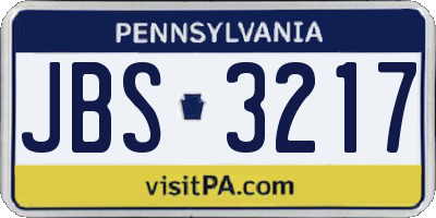 PA license plate JBS3217